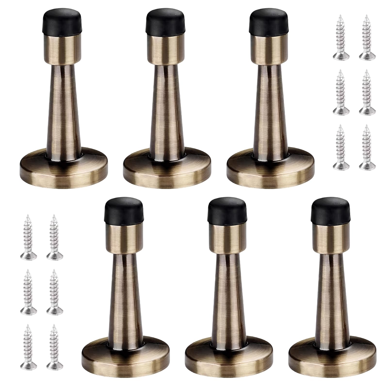 6 Pcs Brass Door Stop, Anti-Collision Skirting Board Door Stop with Rubber