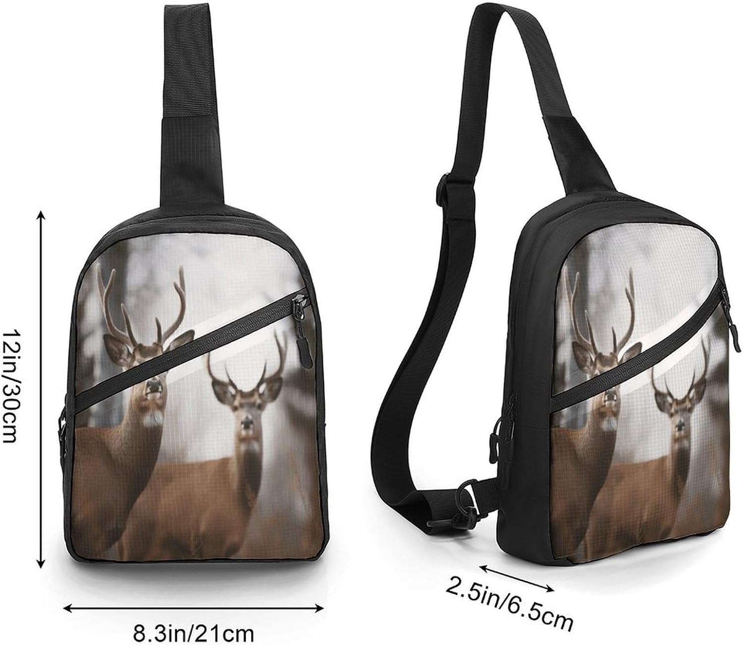 Deer Sling Bag Crossbody Chest Bag Fanny Pack | Foldable Oxford Cloth Crossbody Bag with Internal Storage Bag Adjustable Sling Backpack Compact Lightweight for Travel Hiking