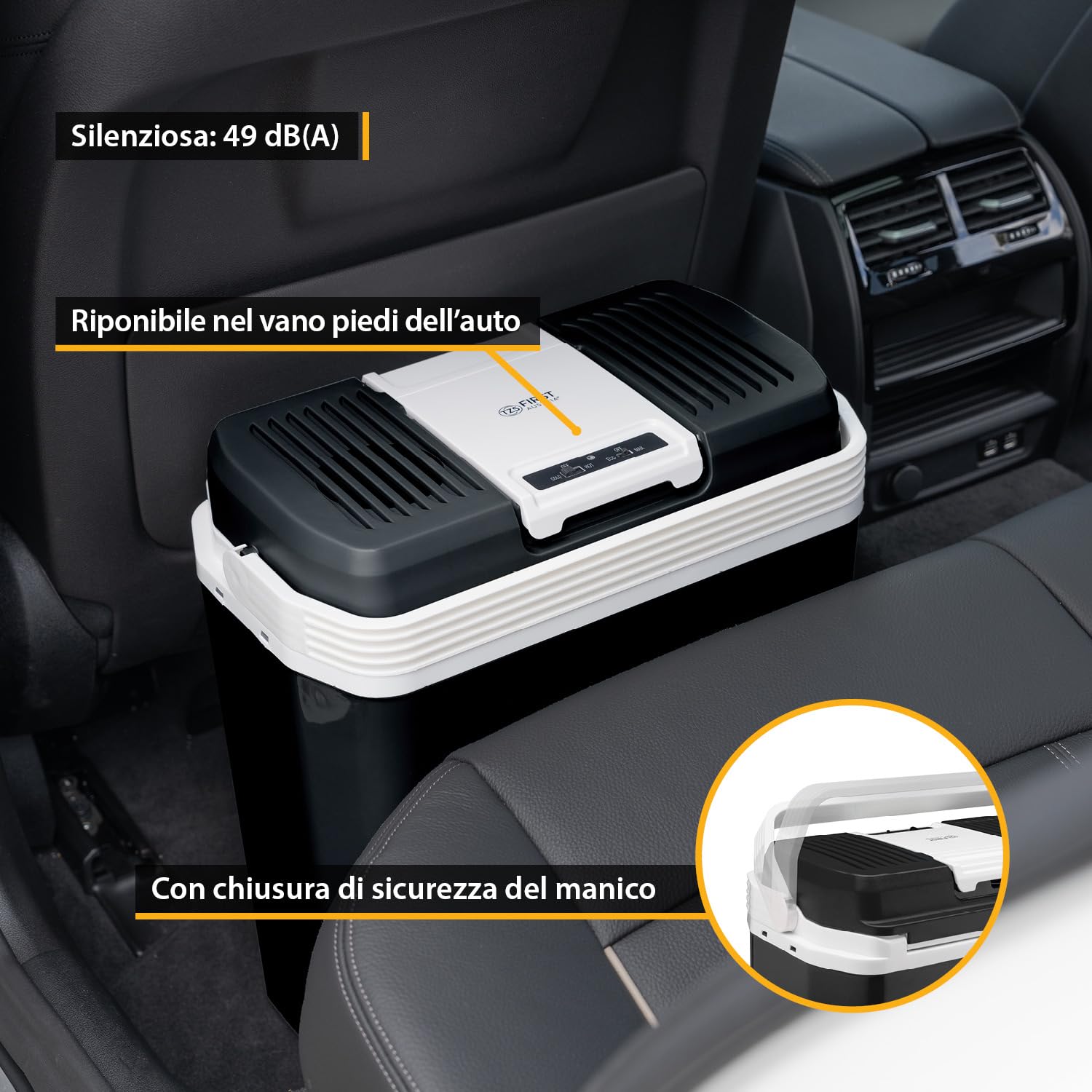 TZS First Austria Frigorifero portatile 24L 12V 230V termoelettrico raffredda riscalda Coolbox Nero