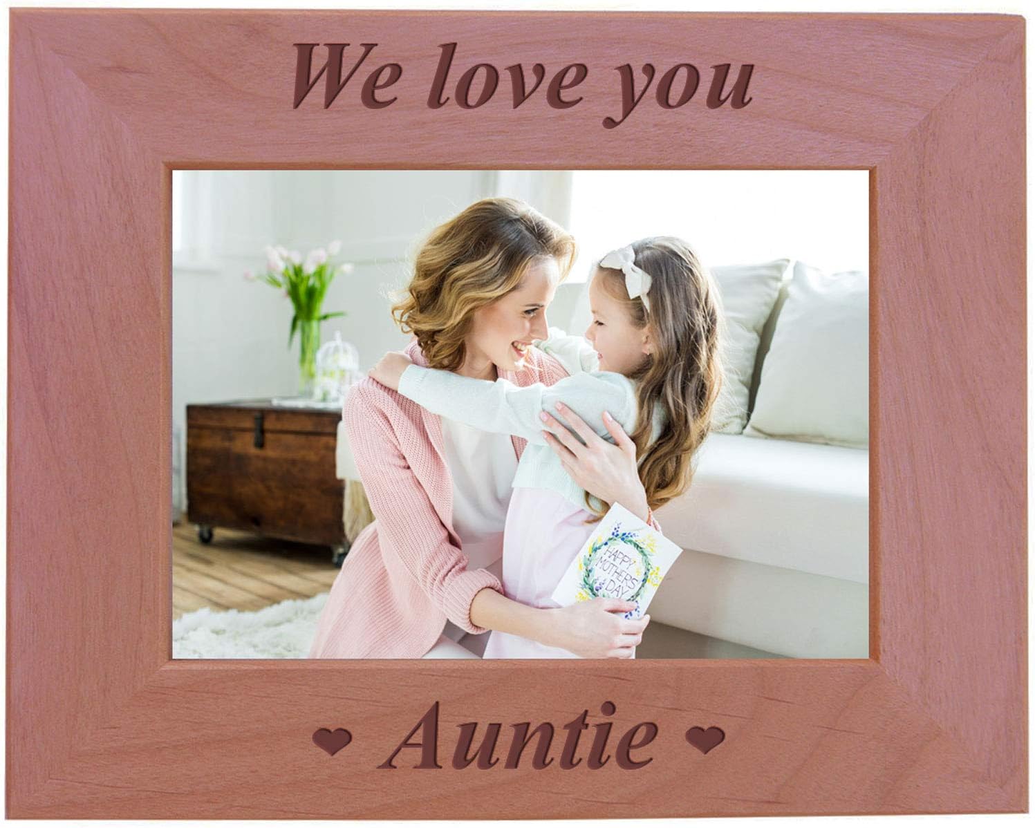 CustomGiftsNow We Love You Auntie - Engraved Wood Picture Frame (4x6 Vertical)