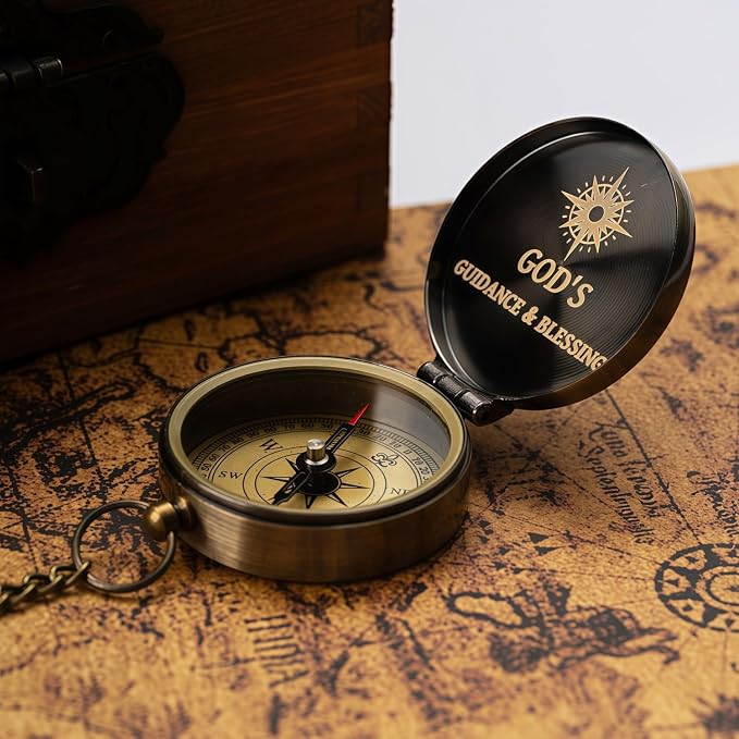Brújula Inspiracional con Caja de Madera Afcrho miniatura 5