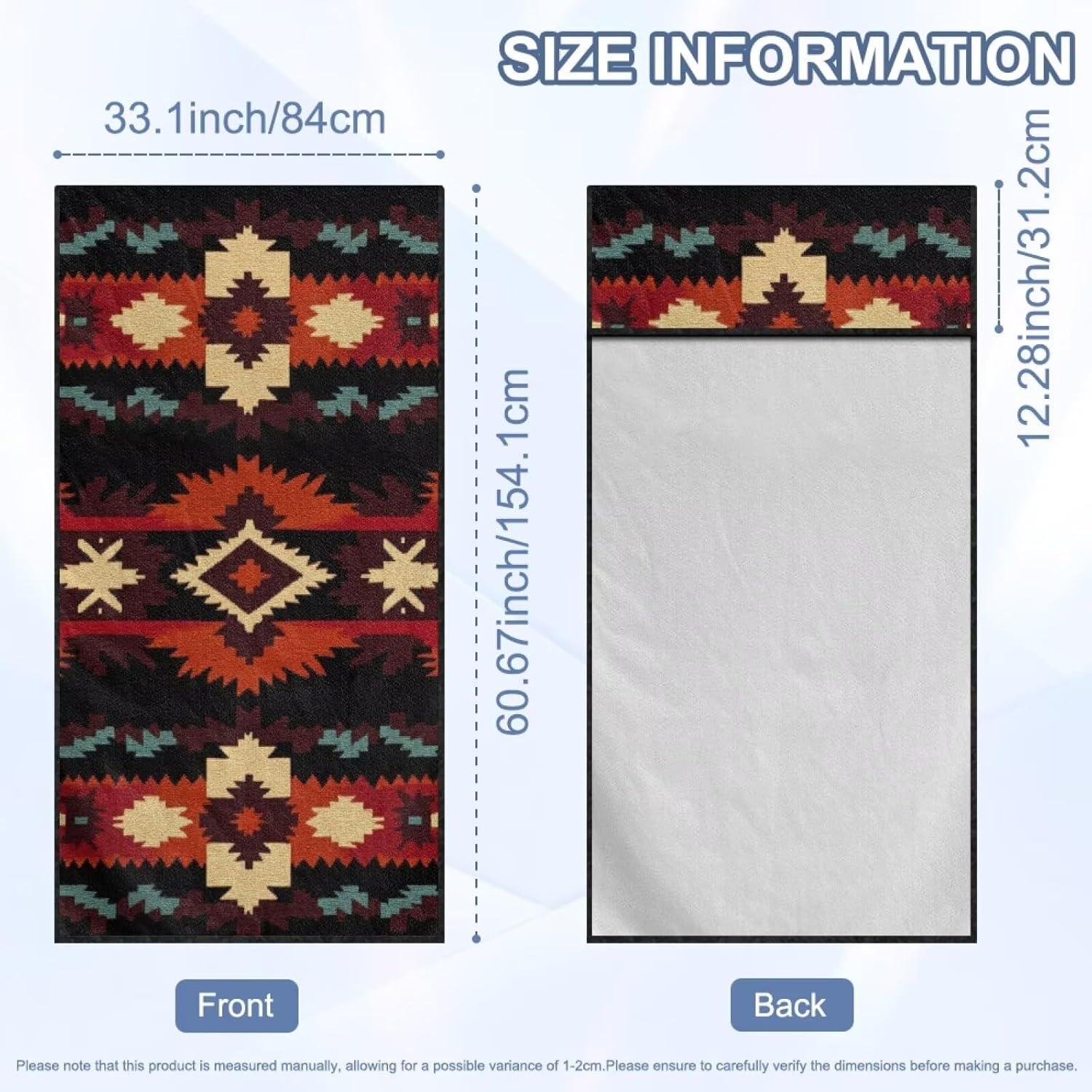 SEANATIVE Navajo Aztec Ultra-Breathable Beach Towels Car Seat Towel Cover Sweatproof Automotive Towel - Fast Drying Sweat Towels for Workout, Running & Outdoor Adventures