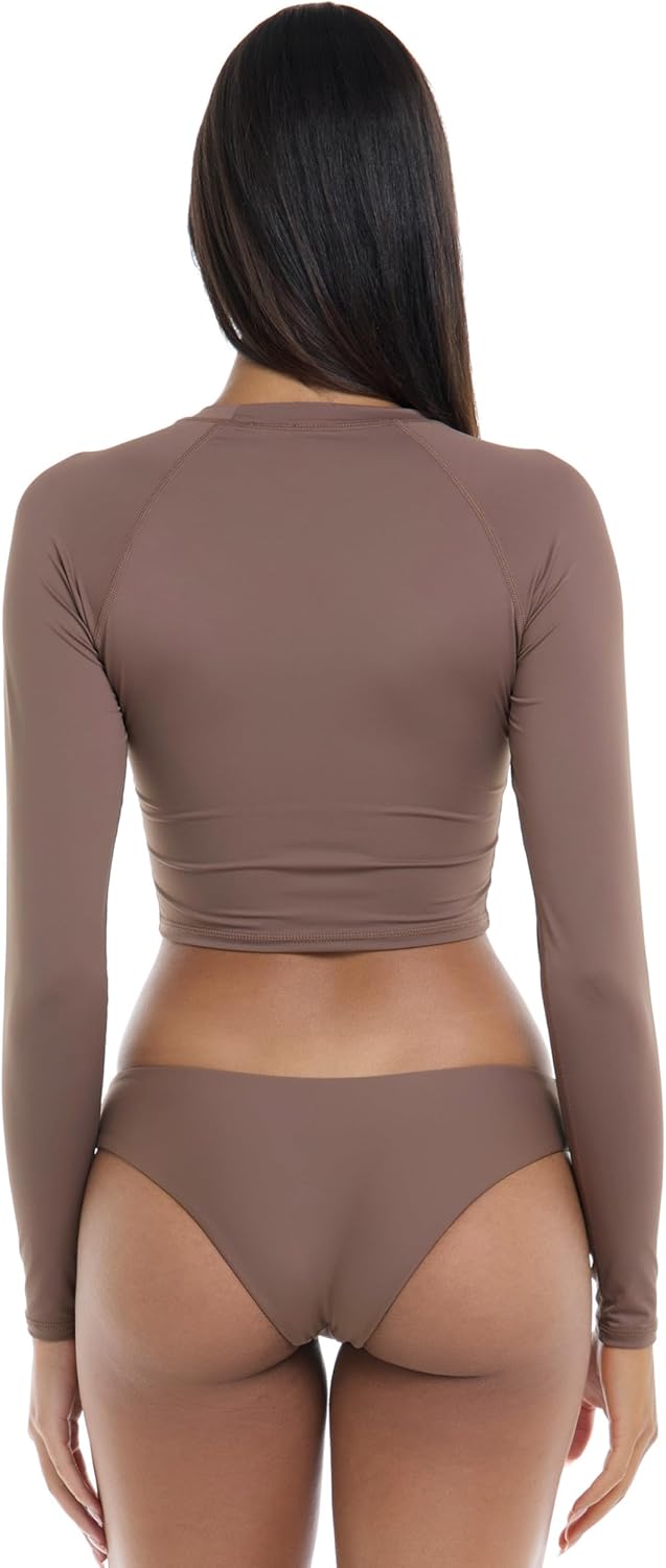 Body Glove Womens Let It Be Long Sleeve Crop Top Rashguard with UPF 50