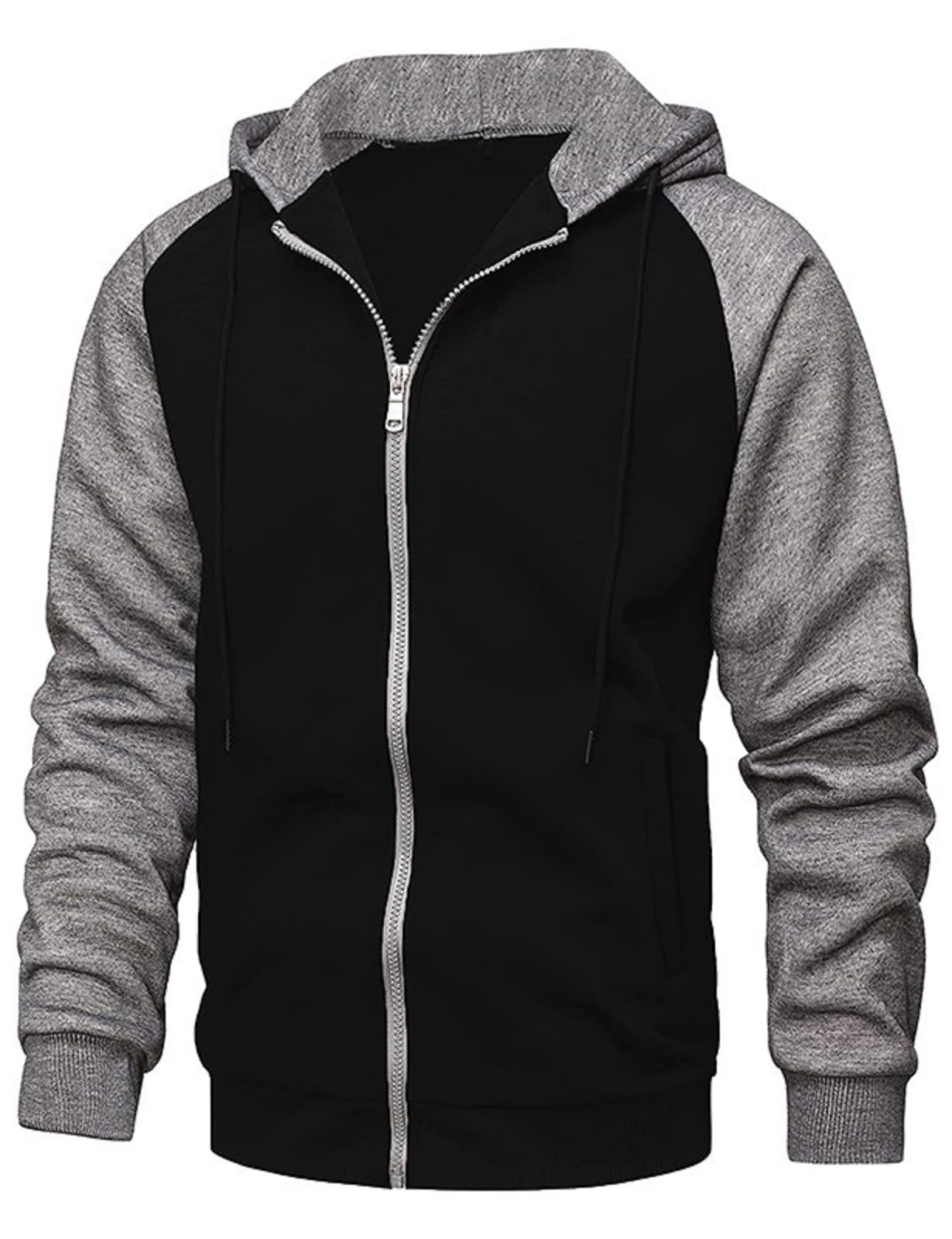 YawYews Sweatjacke Herren Zipper Hoodie Kapuzenjacke Herren Sweatjacke Mit Kapuze Sweatshirt Jacke Reißverschluss Schwarz S