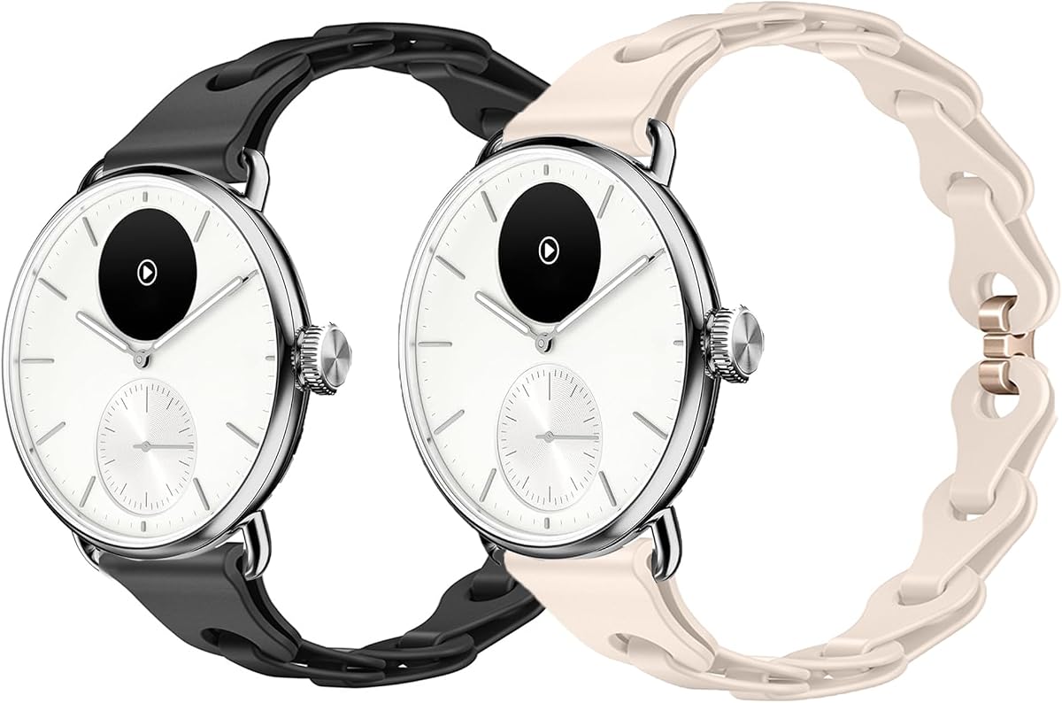 Compatible con correas de reloj inteligente Withings, Lamshaw de 18 mm, 20 mm, correas de repuesto huecas de silicona elástica compatibles con Withings ScanWatch 2 42 mm/ScanWatch Horizon/ScanWatch 42 mm/Steel HR 40 mm/Steel HR Sport/ScanWatch 38 mm/ScanWatch 2 38 mm/ScanWatch Light/Steel HR 36 mm/Withings Move/Move ECG/Acero