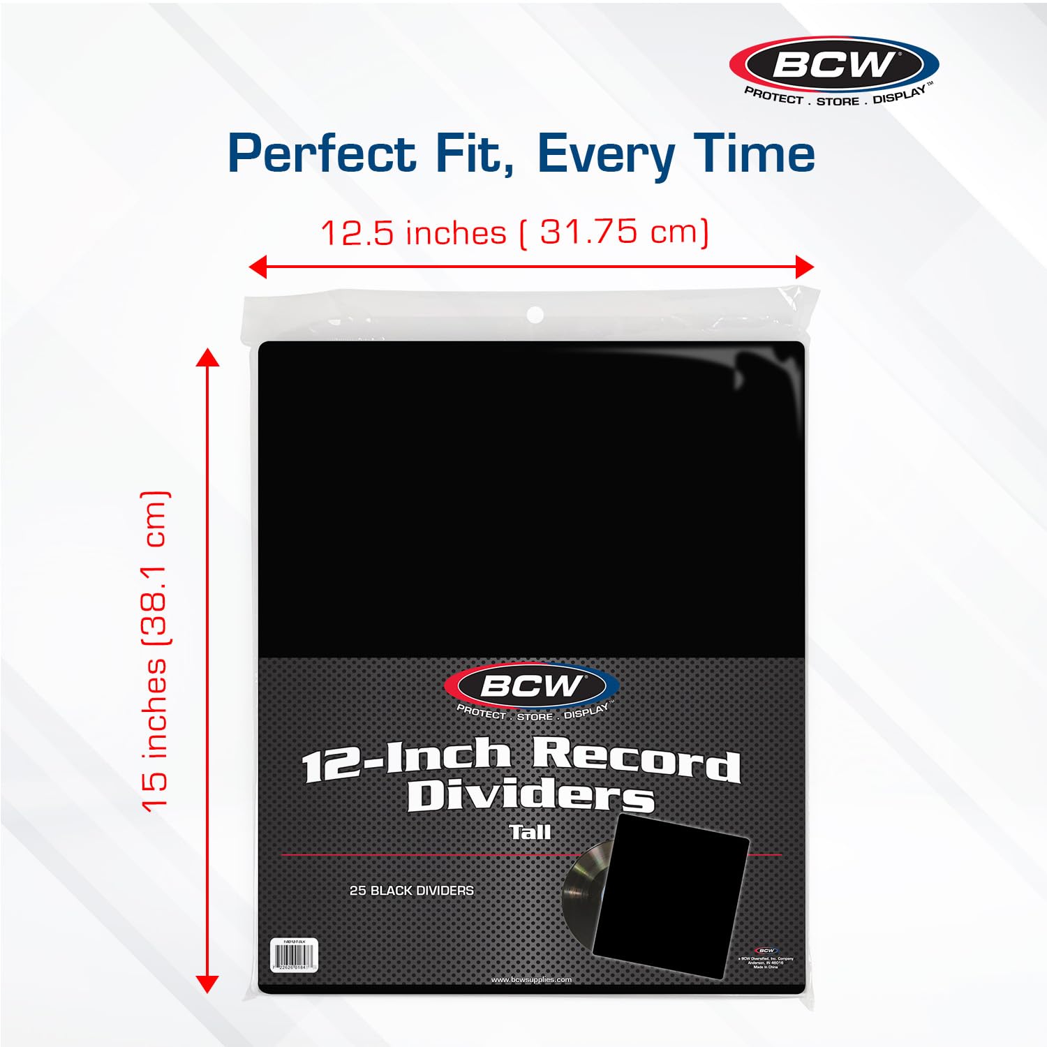 BCW Separadores altos para discos de 12 pulgadas, color negro, paquete de 25, organizador de vinilo de alta calidad