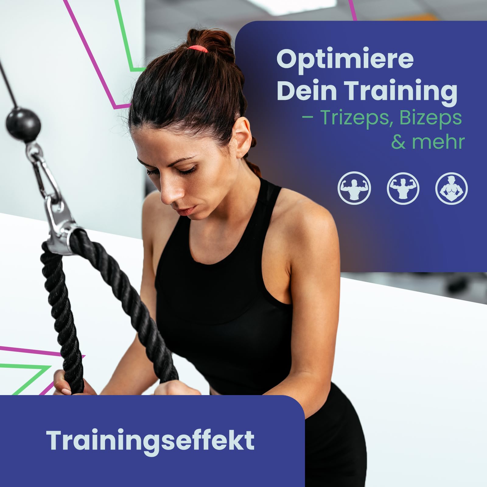 DQ-PP Stahlseil ummantelt mit Öse und Kugelterminal – 7x19 – Drahtseil – Gym Kabel – Schwarz – Fitness