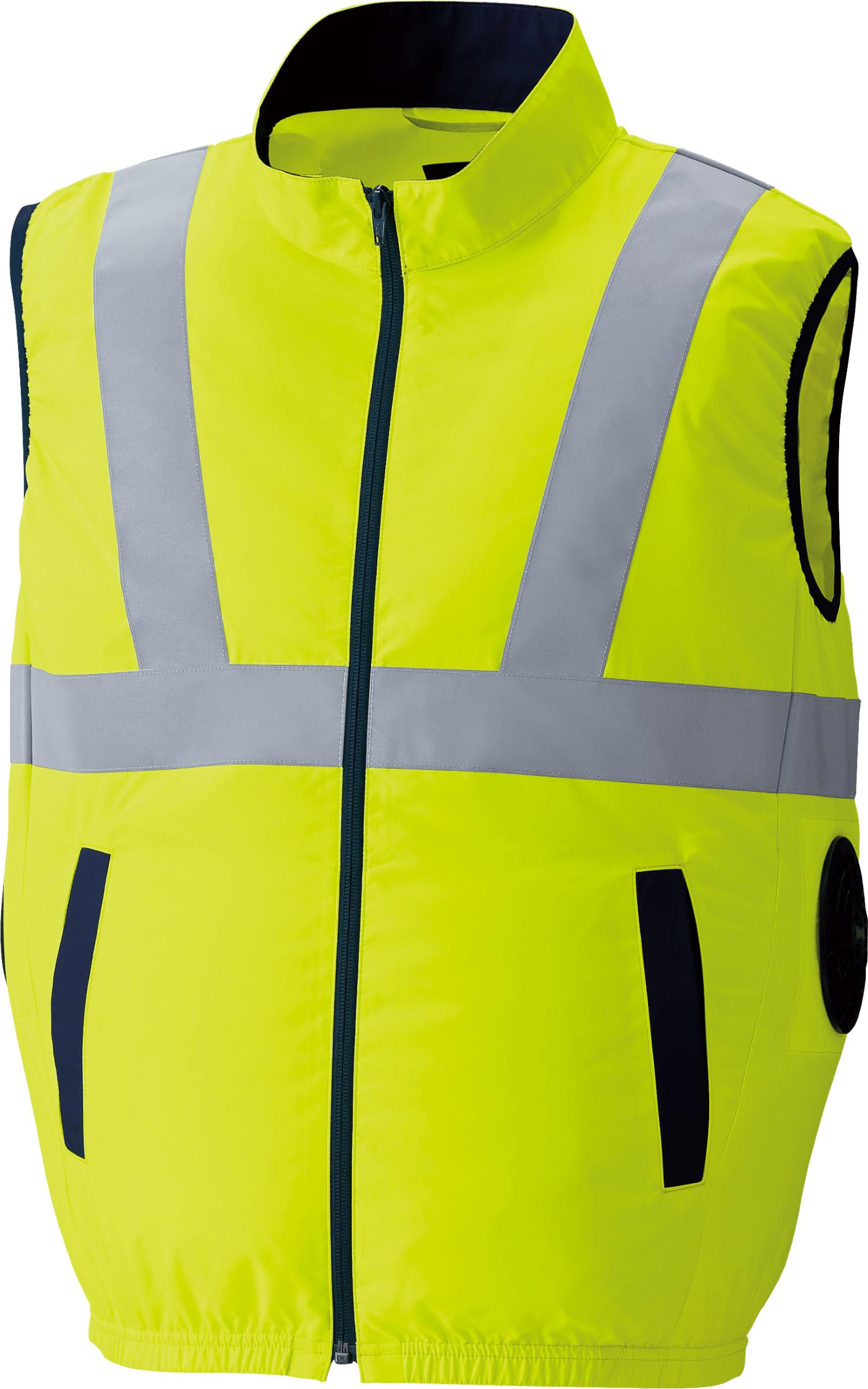 ASAHICHO Air-Conditioned Clothing® High Visibility Vest (Lateral Fan), For Spring and Summer, Fluorescent Yellow, 9210, 14, 5L
