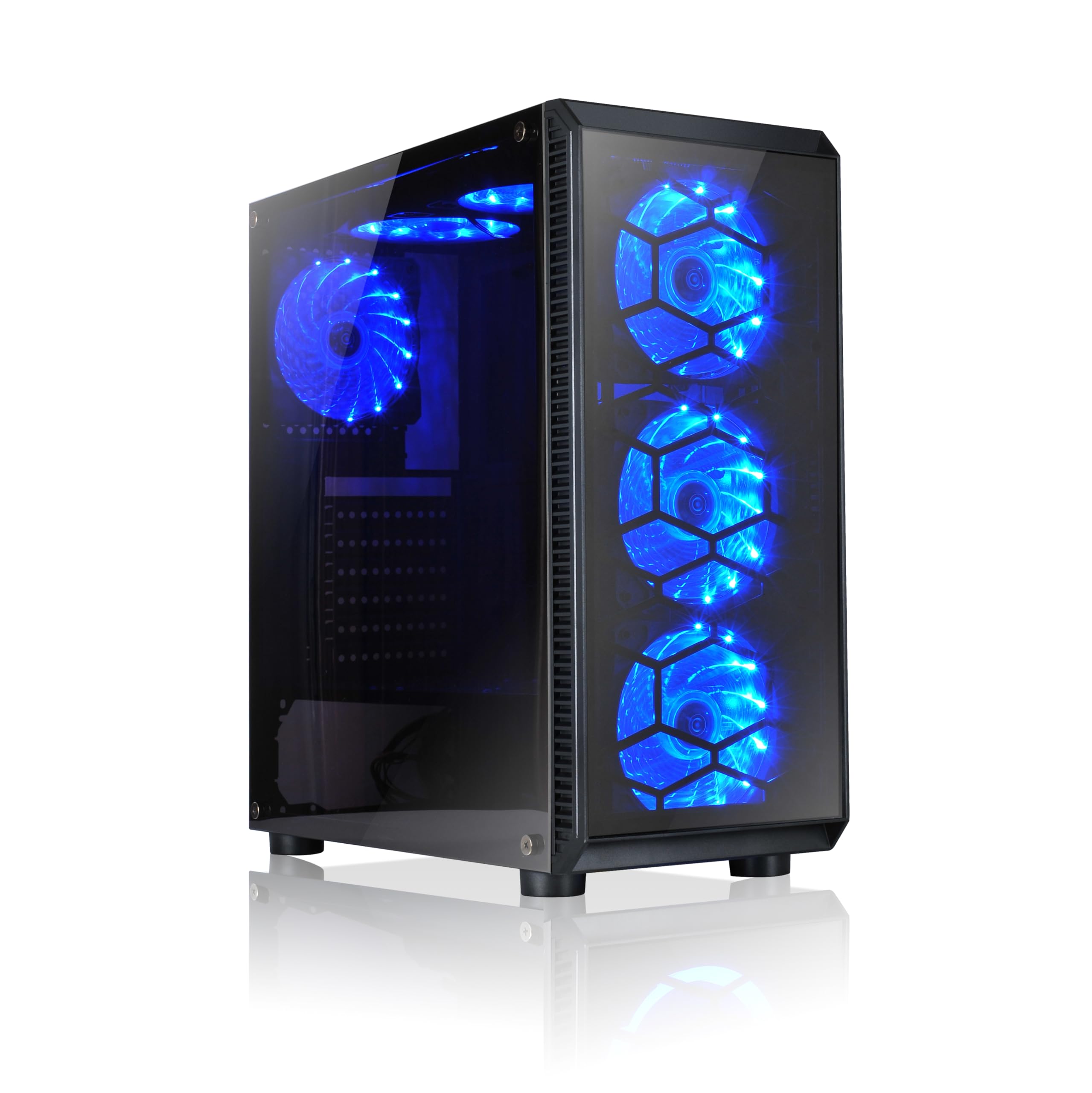 L-LINK Caja para PC ATX con USB 3.0 | 6 Ventiladores LED Azules y Vidrio Templado | Torre PC con Diseño Gaming | Caja pc Gaming ventilada | Caja para Ordenador compacta Modelo: Avatar