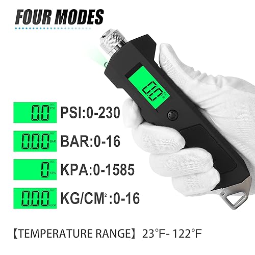Miniatura 3 de MEANLIN MEASURE Medidor digital de presión de neumáticos de 0 a 230 PSI Accesorios profesionales resistentes para SUV, RV, camión y autos normales