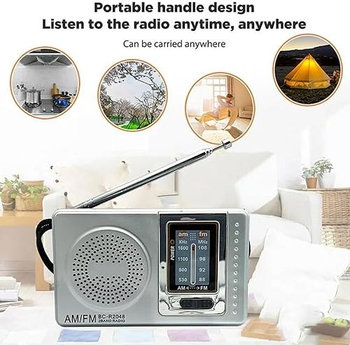 Miniatura 2 de Radio portátil  AMFM 2AA funciona con pilas con recepción de largo alcance para uso en interiores y exteriores y de emergencia, radio con altavoz y
