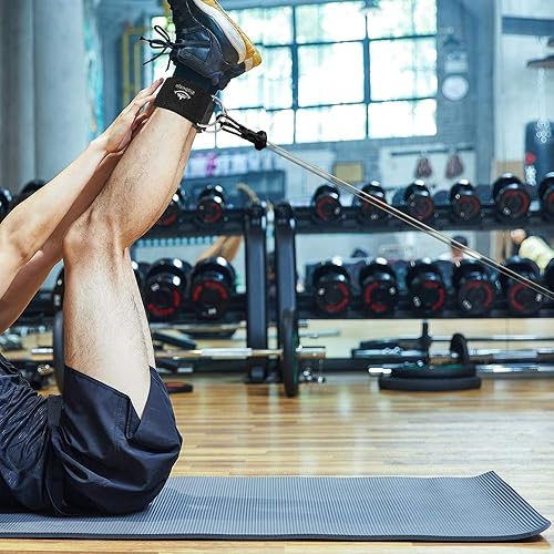 Miniatura 2 de Correas de tobillo para muñeca, 0.217 in, acolchado de neopreno, anillo en D grande para máquinas de cable, fitness, piernas y ejercicio, accesorio