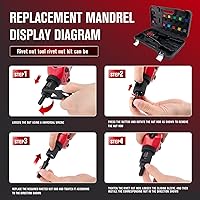 Vista 5 de GDLIN Herramienta de tuerca de remache de 16 pulgadas, kit de tuerca de remache con 12 mandriles métricos/SAE, kit surtido de 176 tuercas