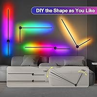 Vista 4 de Juego de dos apliques de pared LED RGB con control remoto, 15 modos de color, atenuación, bricolaje rotación de 180°, apliques de pared negros