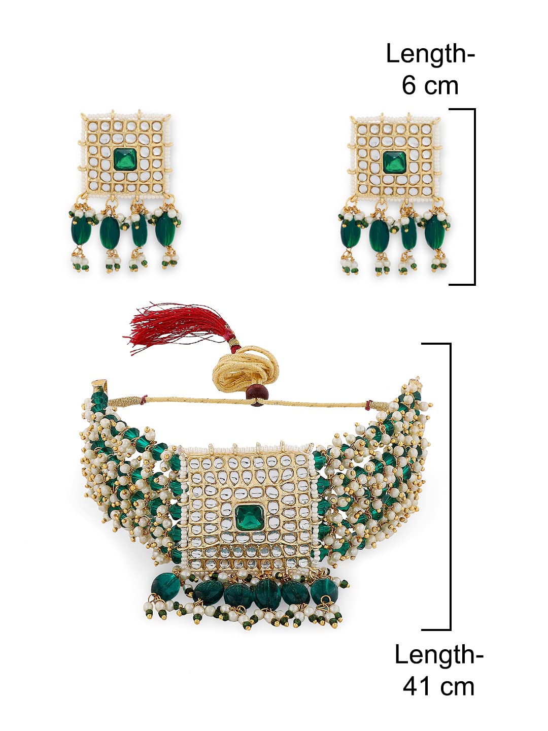 Women's Kundan Choker Necklace Earring & Ring Set