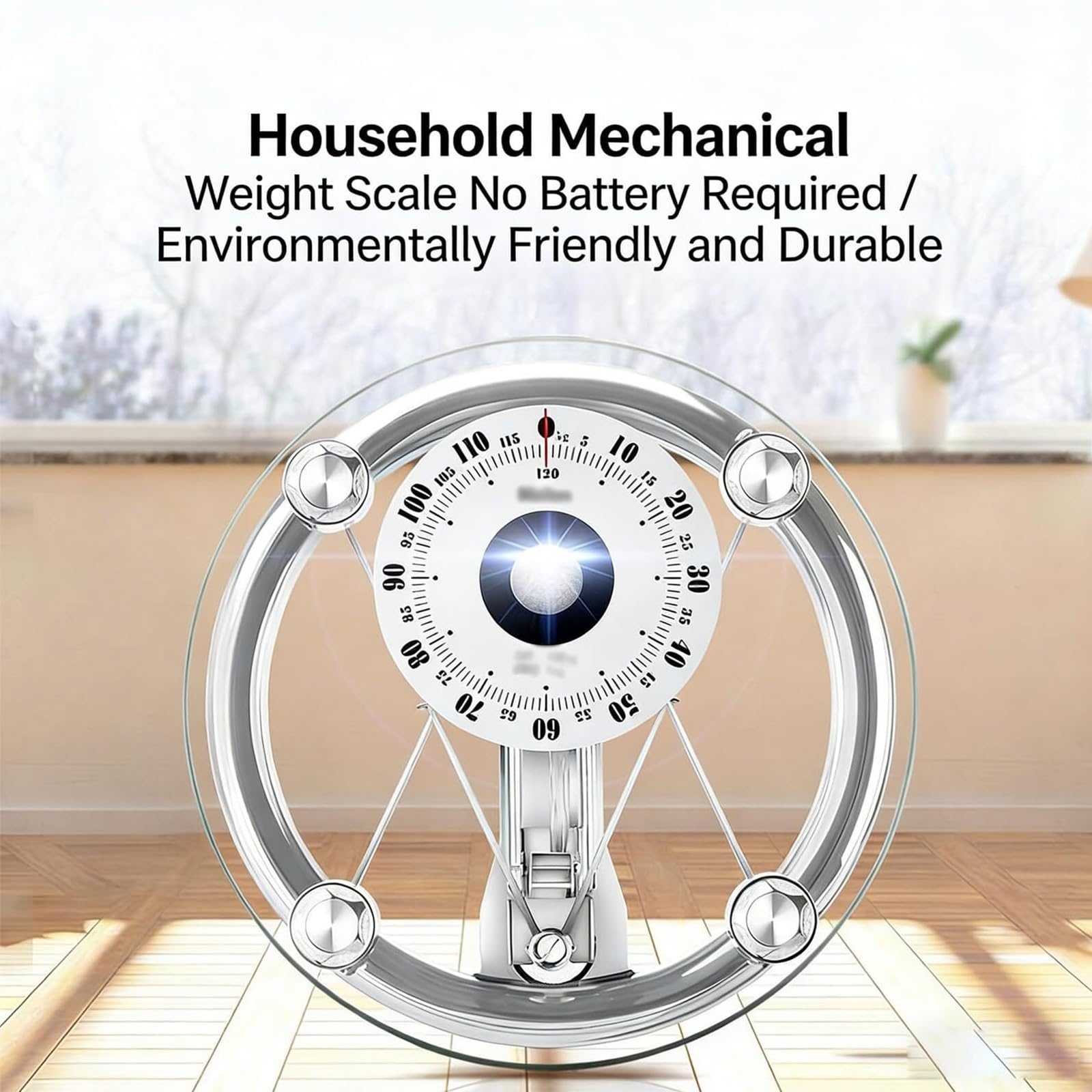 Balanza mecánica para baño, báscula analógica para medir el Peso Corporal, Rango de pesaje de 1 kg a 120 kg, Esfera Grande de 155 mm, Cristal Templado Redondo, Ideal para hoteles (Square)