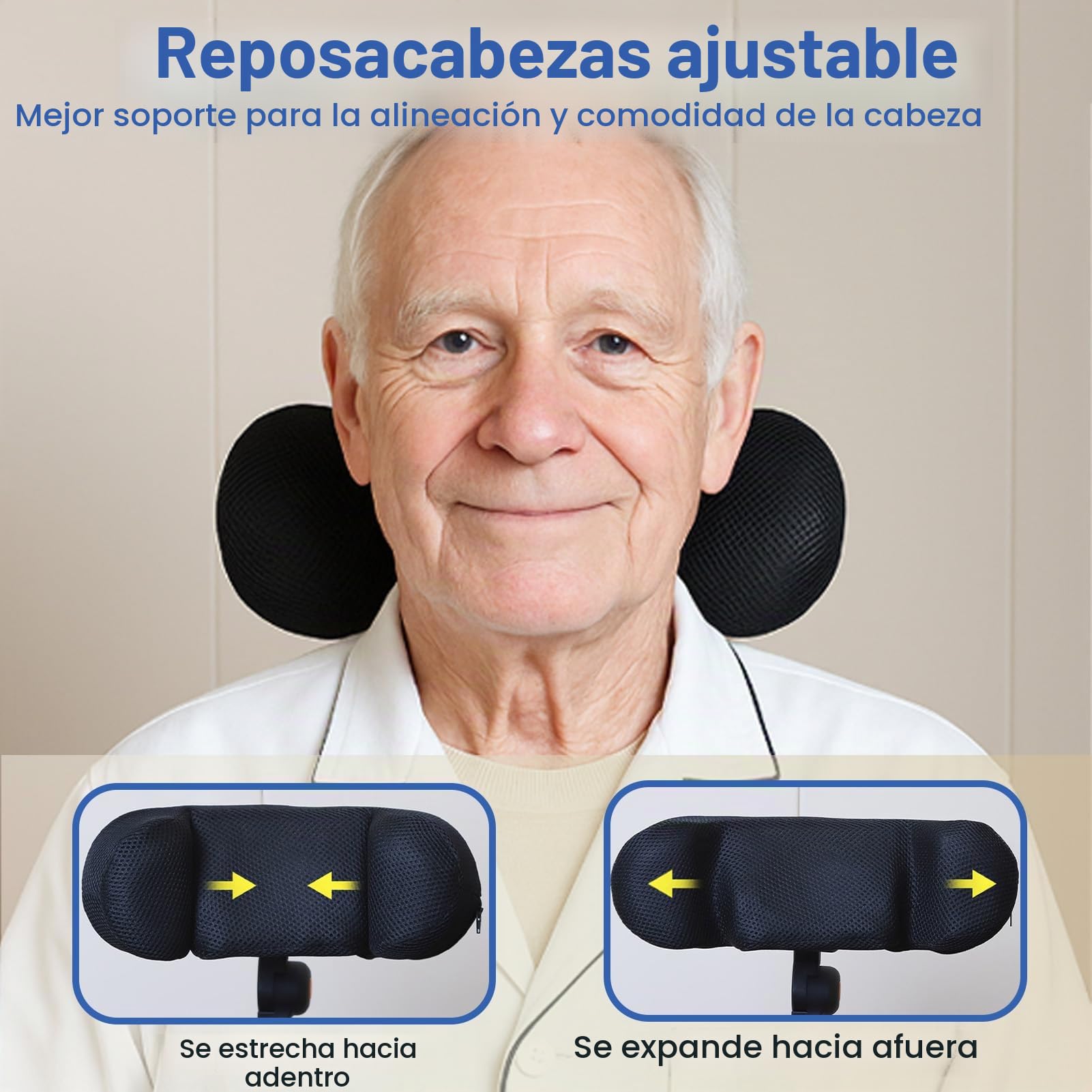 Reposacabezas ajustable para silla de ruedas – Almohada y cojín ergonómicos para reposacabezas, soporte de cabeza y cuello, ideal para personas mayores y discapacitadas – Compatible con sillas manuale