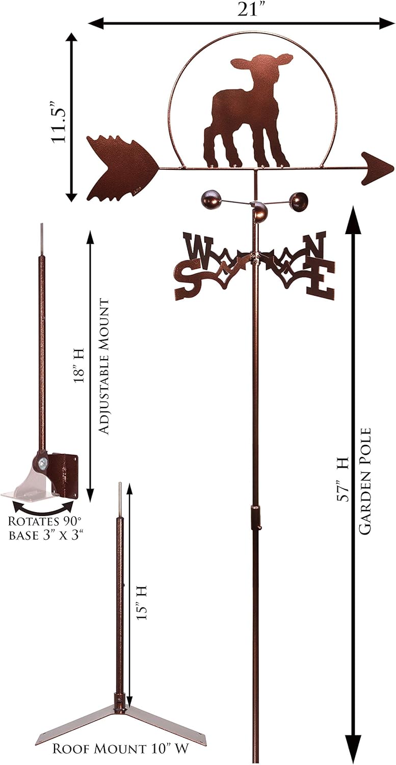 SWEN Products Lamb Sheep Weathervane (Roof Mount Included)