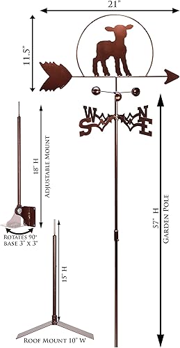 Miniatura 3 de SWEN Products Veleta Lamb Sheep (montaje ajustable incluido)