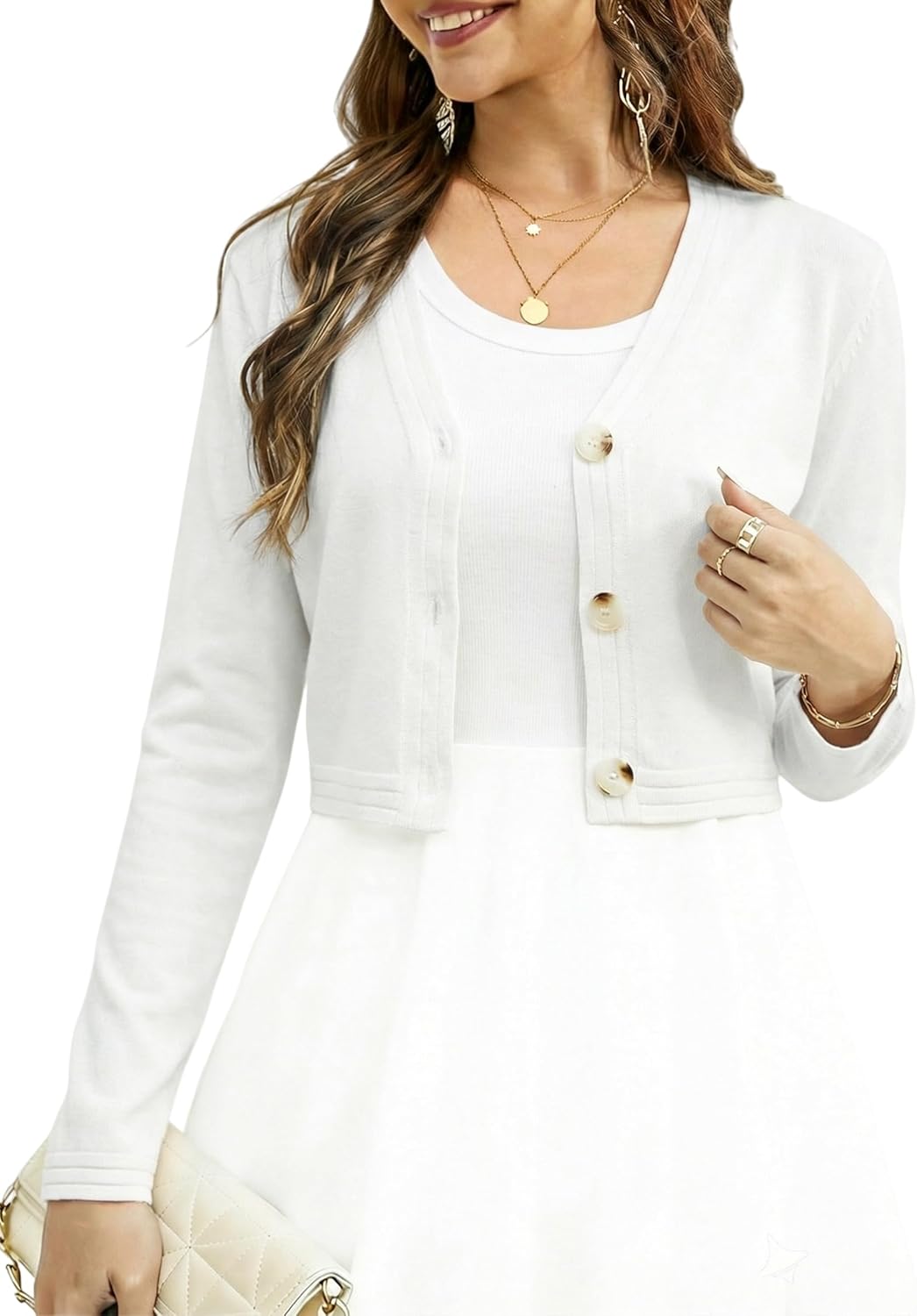 Women's 2026 Button Down Cardigan Sweater Bolero Shrug Long Sleeve Cropped Cardigan Knit Sweaters