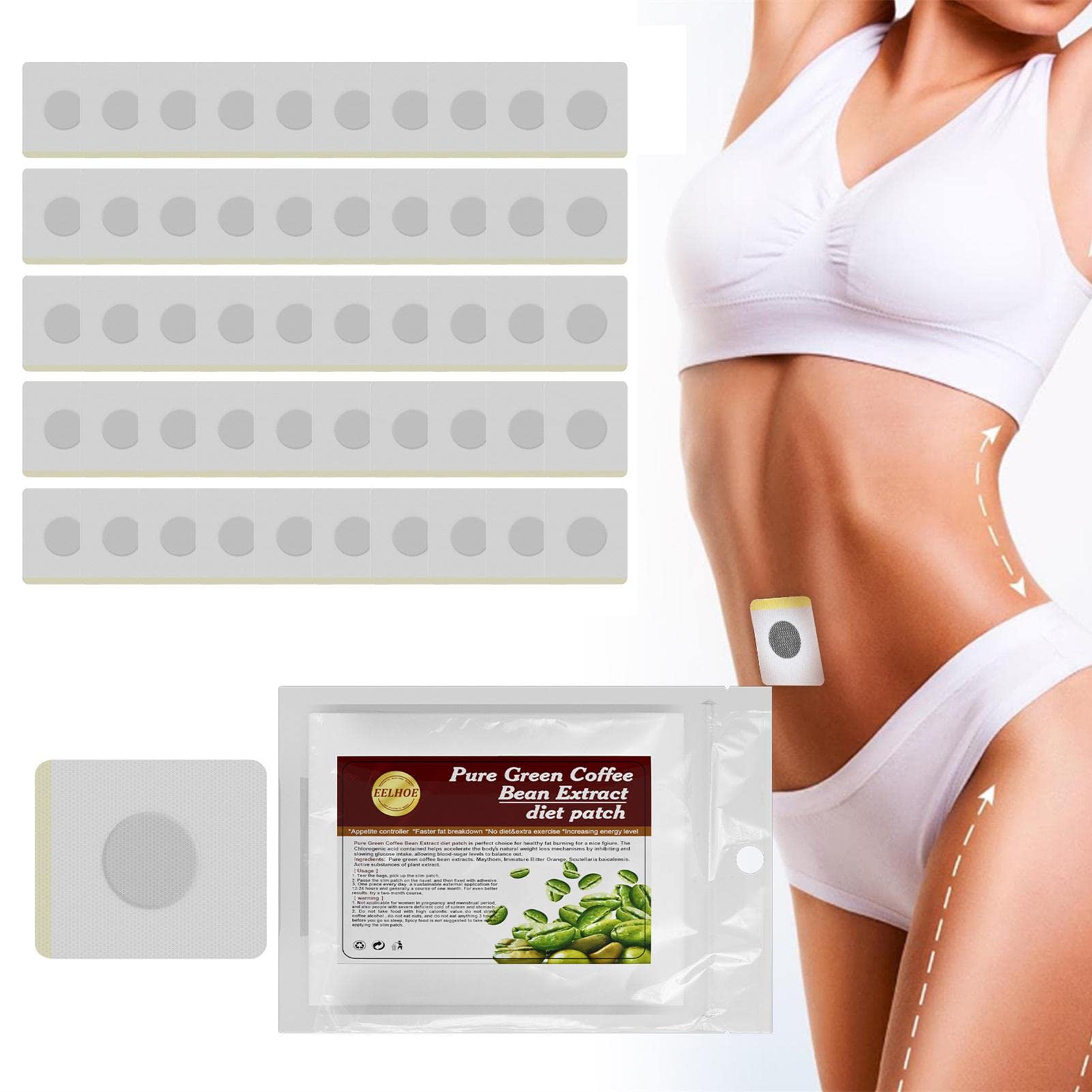 30 Days Mugwort Navel Sticker,Natural Herbal Chinese Medicine Belly Sticker (50 Pieces) | Healthy Weight Loss Navel Sticker, Herbal Slimming Waist Pellet for Women and