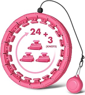 Victoper Smart Weighted Hula Hoop for Adults Exercise, 24 Knots Detachable Size Adjustable Smart Hoola Hoop with Auto-Spinning Ball 360 Degree Massage Smart Hula Hoop