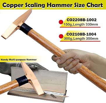 WEDO Copper Scaling Hammer,Chipping Hammer with Woodeng Handle,150g,13''330mm