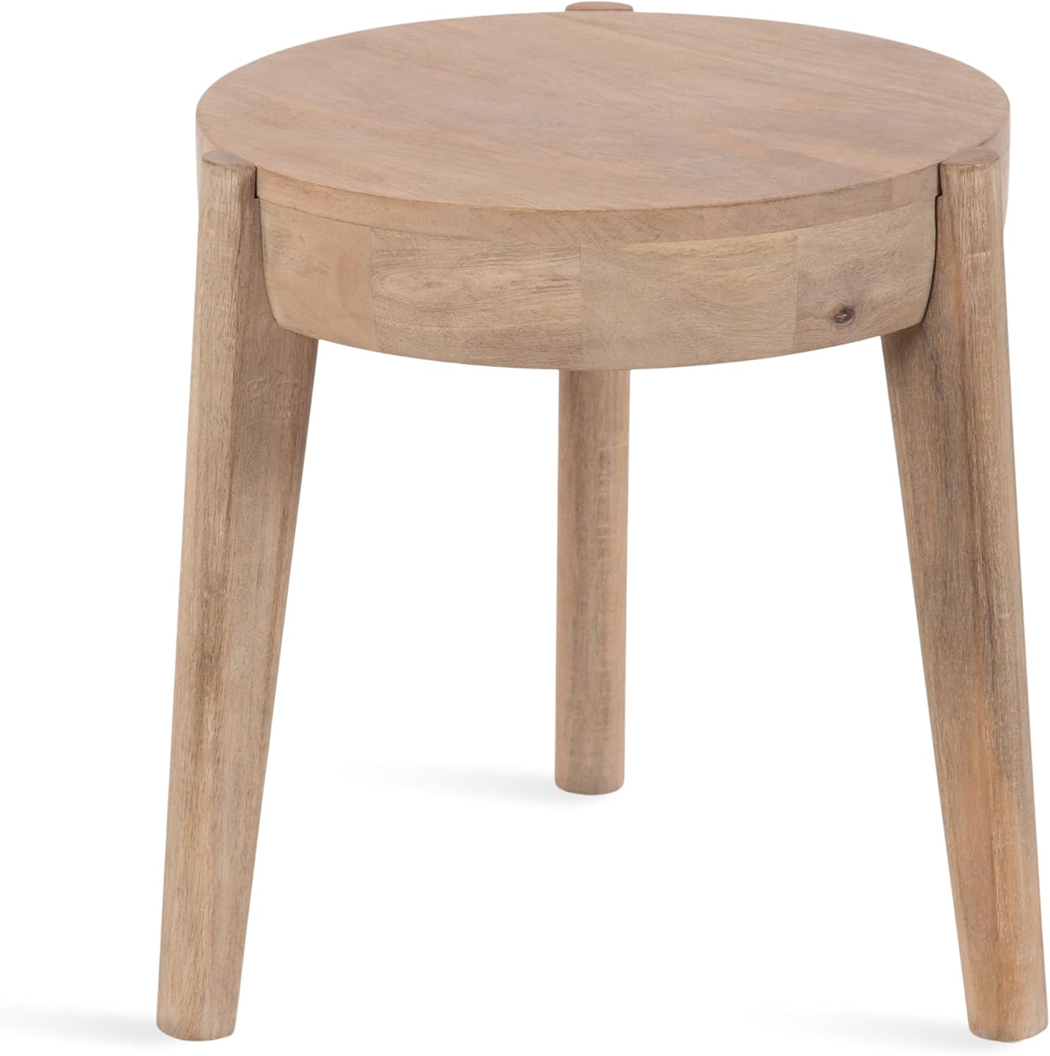 Kate and Laurel Vola Round Wood Side Table, 17 x 17 x 18, Natural Wood, Transitional End Table for Use as Bedside Nightstand, Living Room Ottoman, or Bedroom Vanity Stool