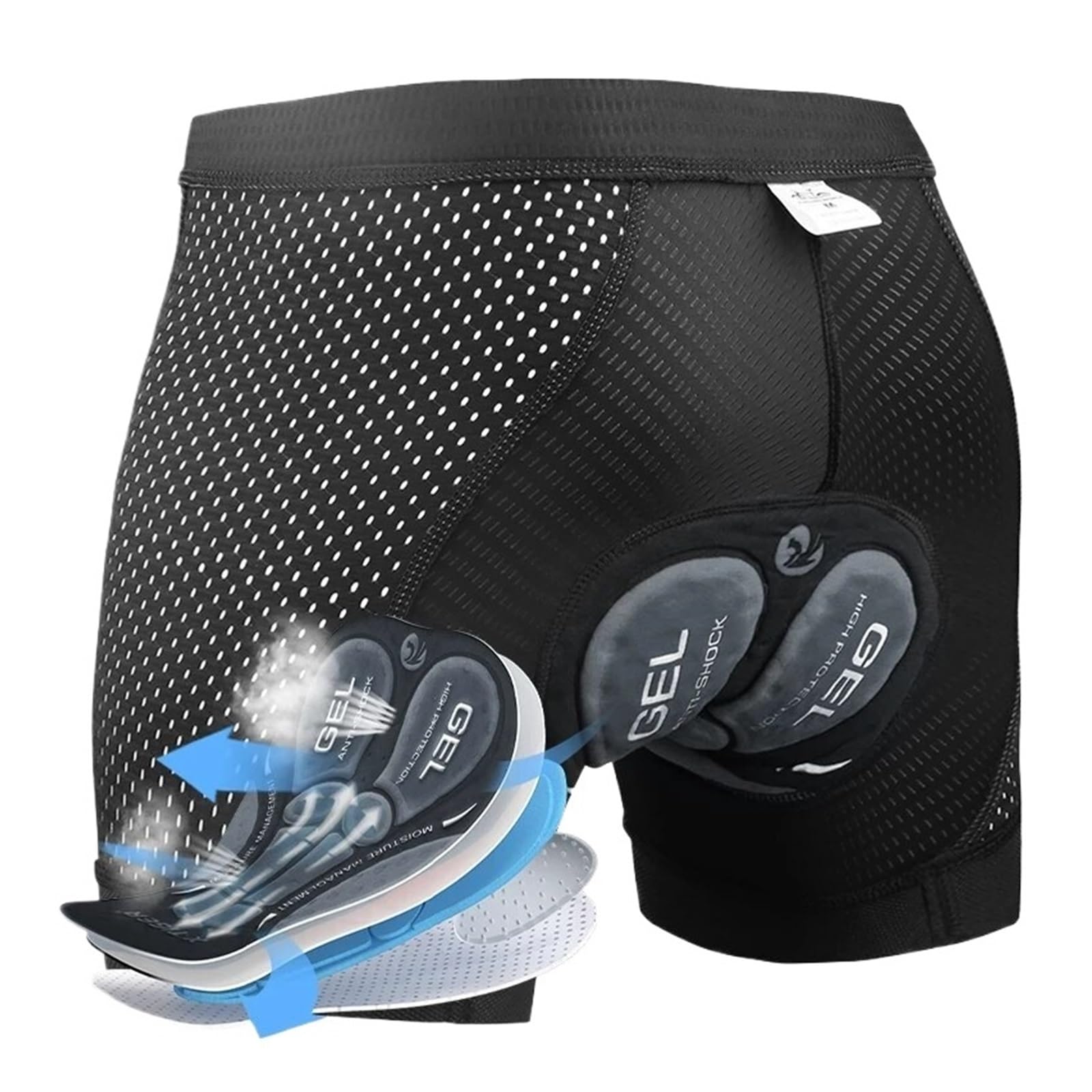 Bicicleta Pantalones Cortos Ropa Interior de Ciclismo Transpirable con Acolchado Gel for Hombre, Pantalones Cortos montaña, Antideslizantes, puños for Las piernas