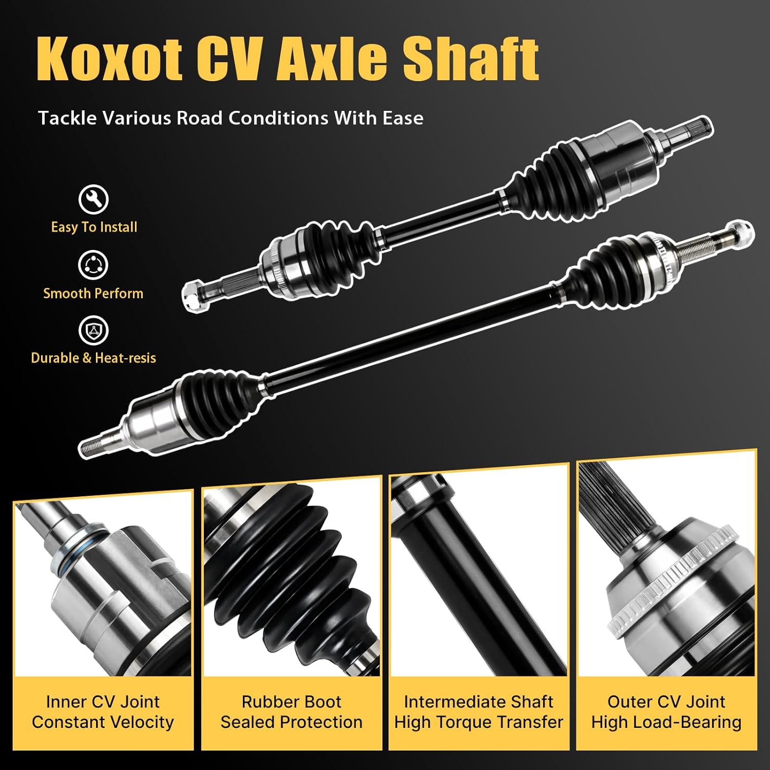 2PCS Front CV Axle Shaft Assembly Compatible with Toyota Corolla 2003 2004 2005 2006 2007 2008 L4 1.8L Automatic Trans Only, Driver and Passenger Side, OE# NCV69583 NCV69584