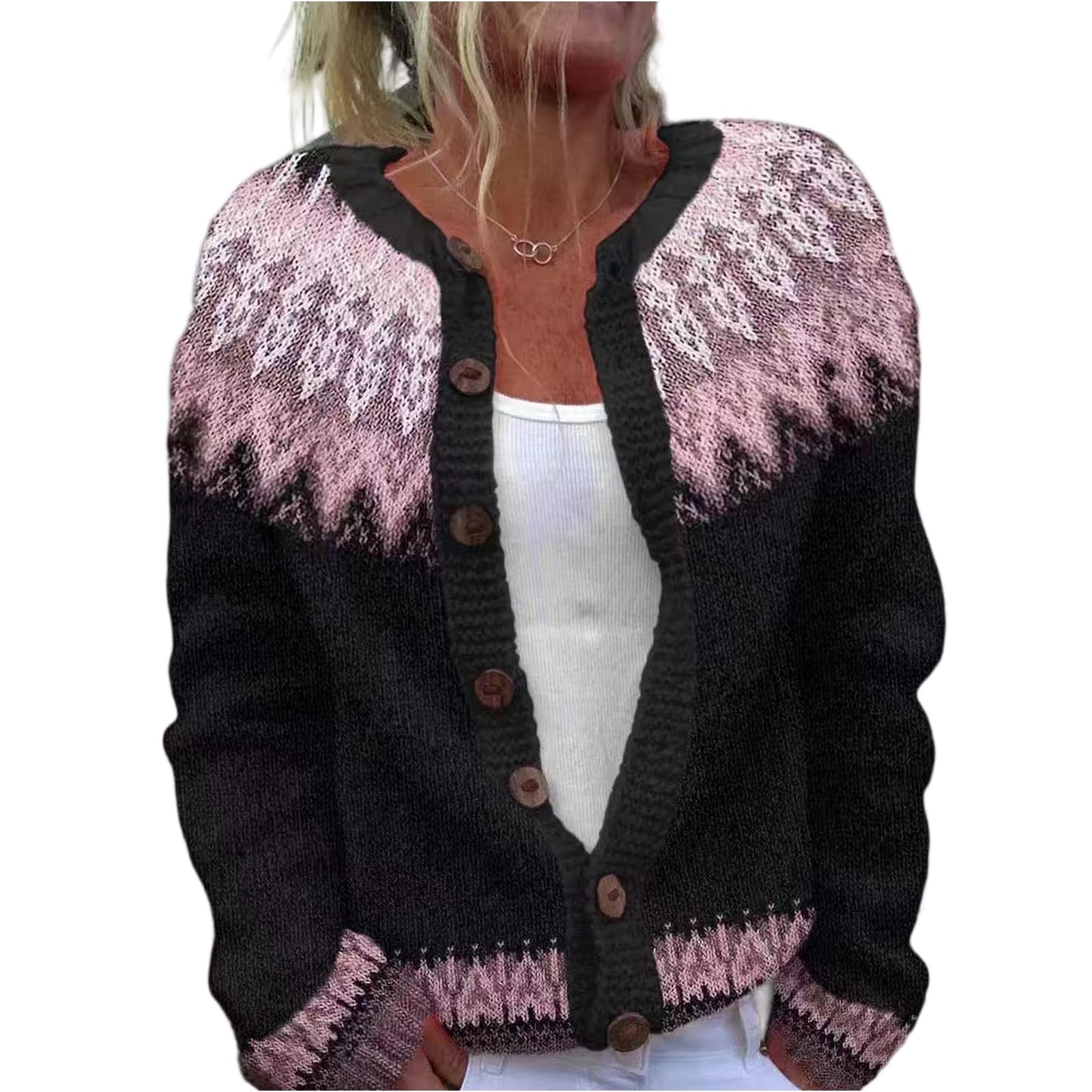 Sweater for Women Long Sleeve Crew Neck Cardigan Casual Button Down Tops Knitted Soft Sweaters Fall Winter Trendy