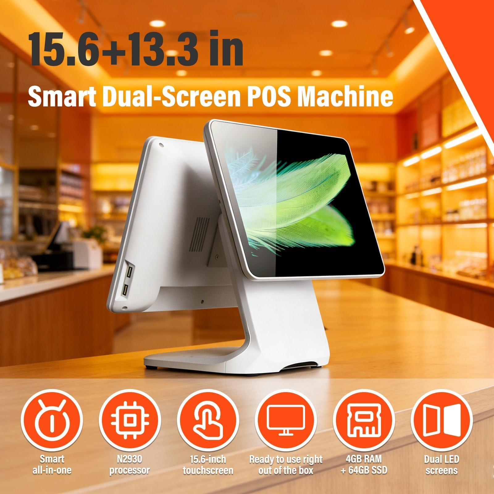 Registratore di cassa del sistema del punto di vendita, macchina doppia di posizione dell'esposizione del touch screen con l'esposizione del cliente per la vendita al dettaglio, i ristoranti, i caffè