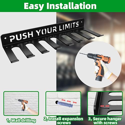Miniatura 2 de Accesorios de gimnasio en casa, equipo de almacenamiento para el hogar, 8 ganchos, exhibición, barras de engranaje, bandas de resistencia, cuerdas