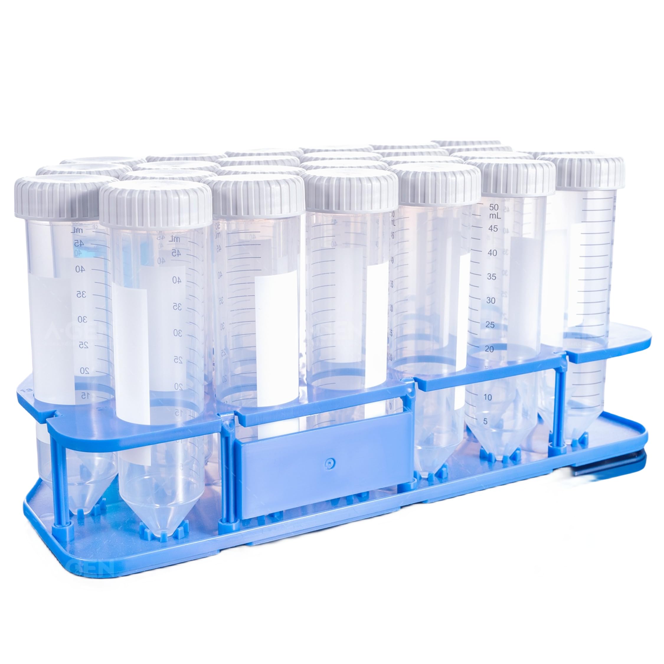A-GEN 50mL Centrifuge Tubes with Colorful Screw Caps, Racked [2 Recycle Racks* 25Tubes], Medical Grade, Max RCF 12,000xg, Gamma Sterile, Non - pyrogenic, DNase/RNase Free (50PCS, 50mL Racked)