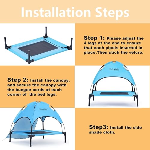 Miniatura 6 de SweetBin Cuna elevada para perros SML con toldo y sombra lateral para acampar perros pequeños y medianos (bolsa de transporte), cama elevada