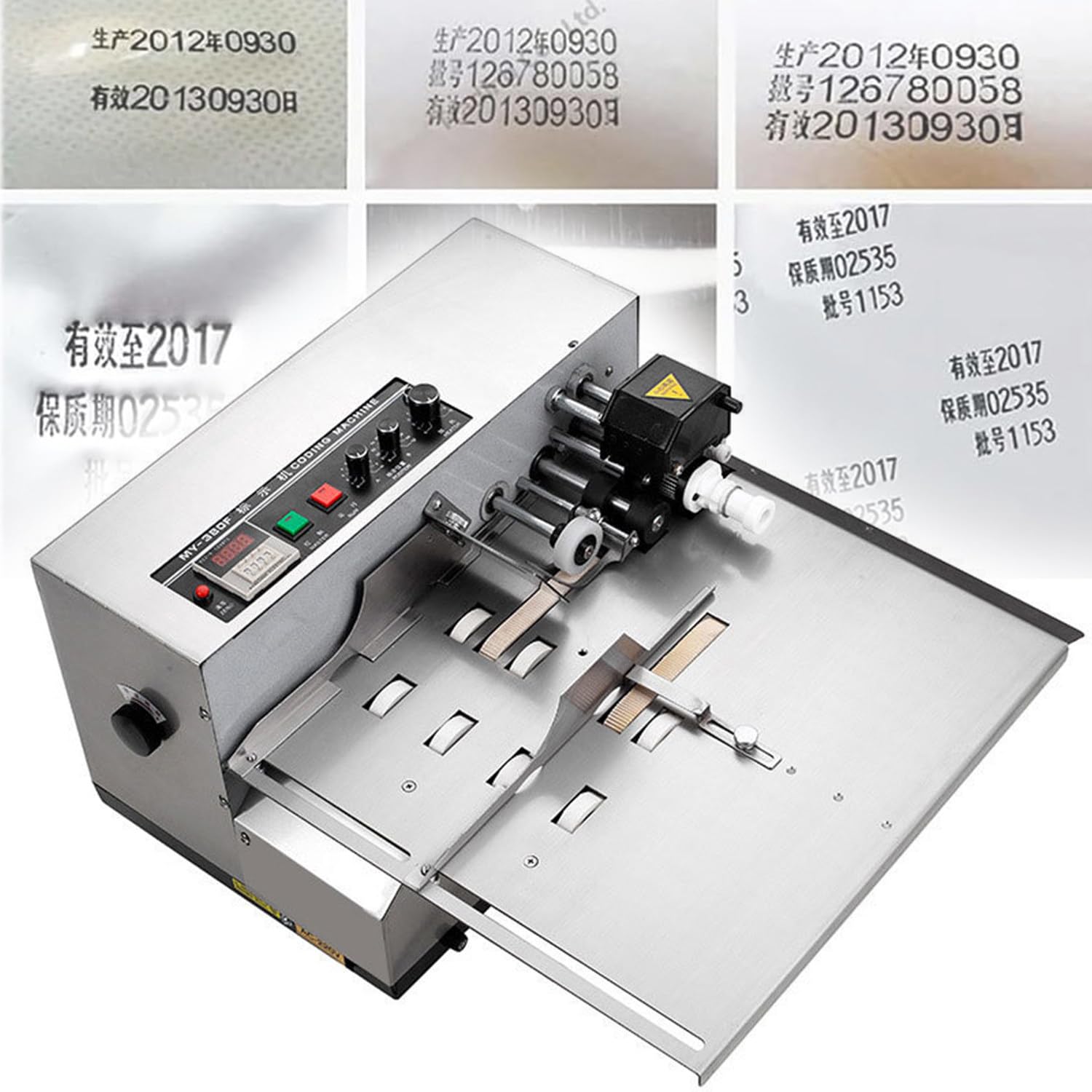 XCSCUK Automatic Ink Wheel Marking Machine,Solid Dry Ink Coding Machine,Automatic Batch Coding Machine,for Label/Date Coding (Widened)