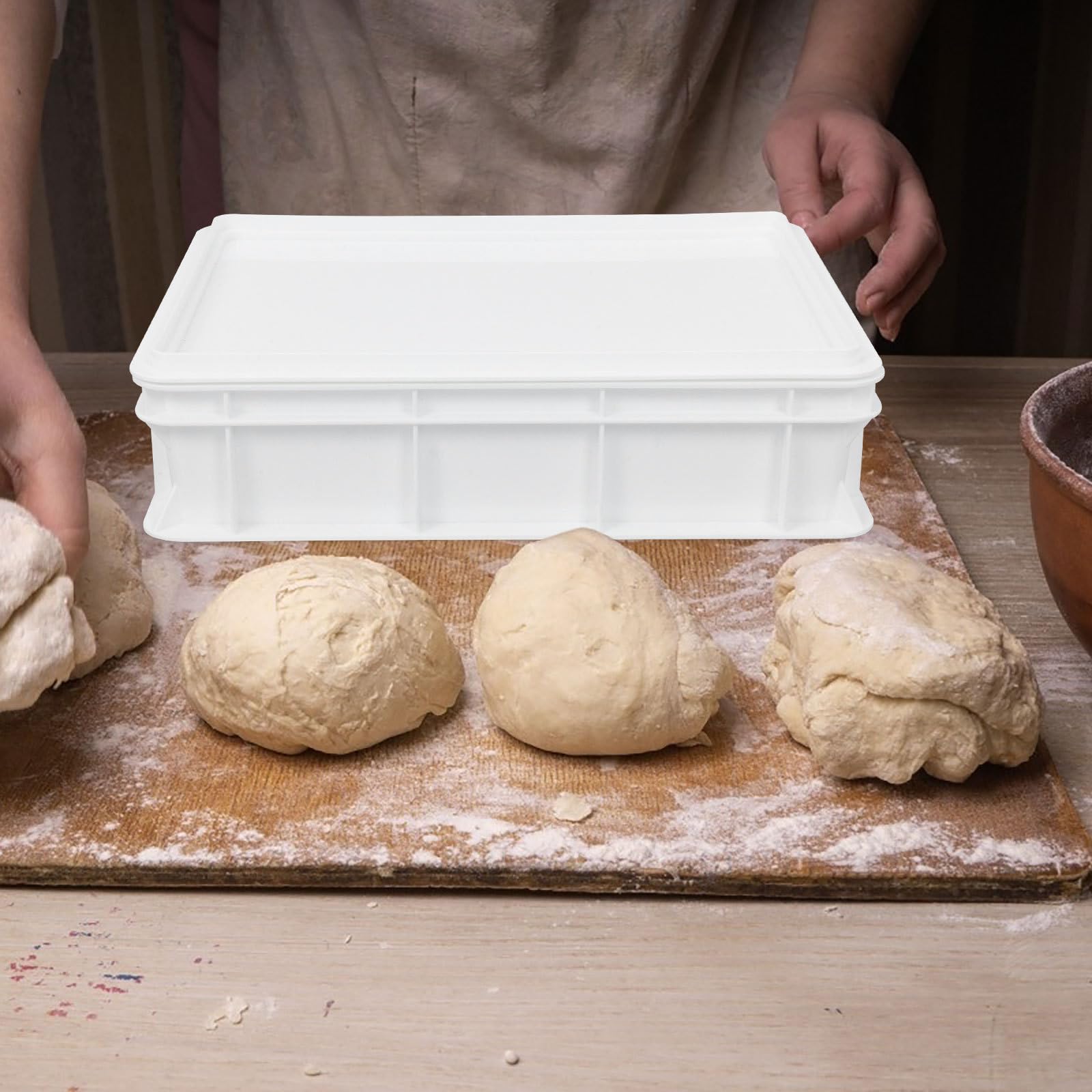 Contenitore per Impasto Pizza in Plastica, Impilabile con Coperchio