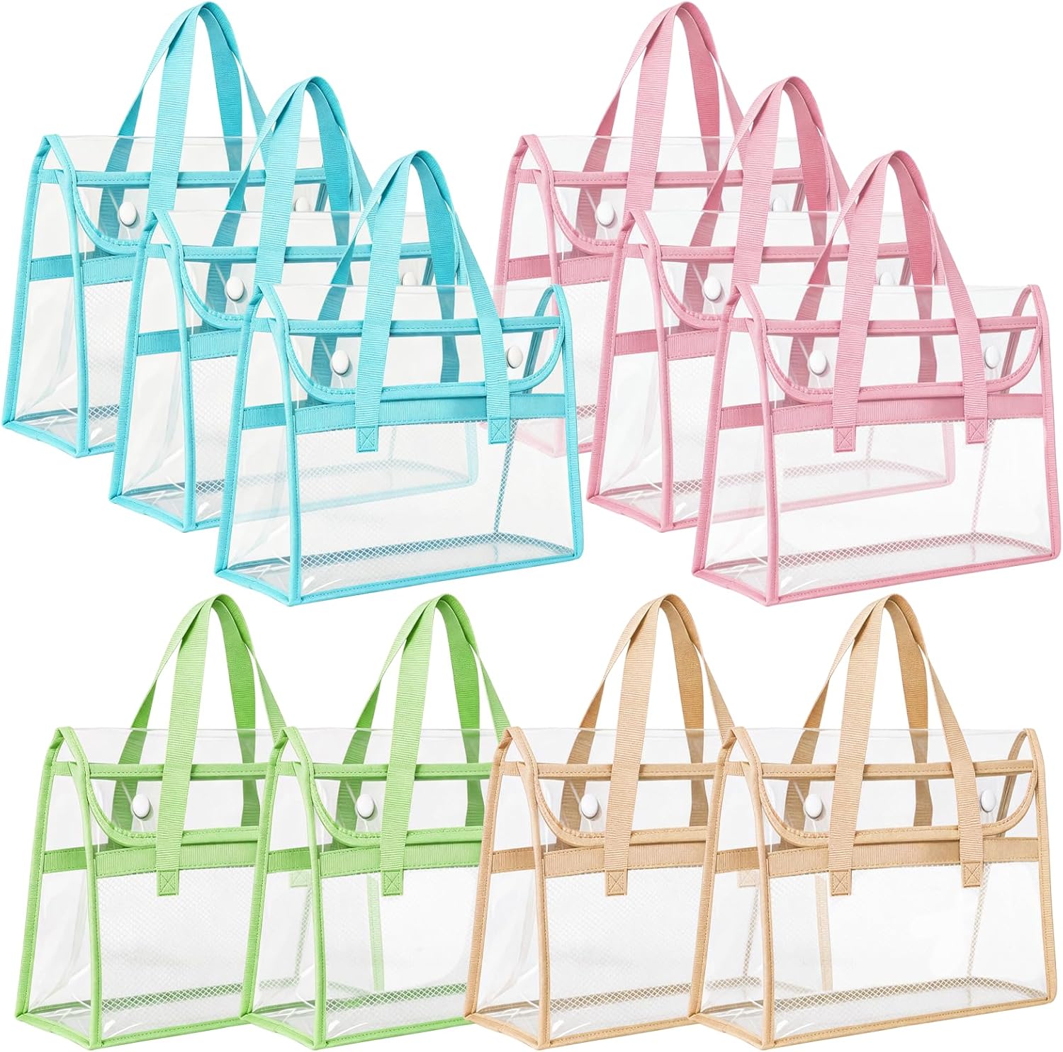 10 Pcs Sew Project Bags, 13 x 10 Inch Quilting Craft Organizer Storage Bags with Handle and Pocket, Jumbo Sew Quilting Mesh for Quilters Knitting Stitching Crafter, Fresh Colors