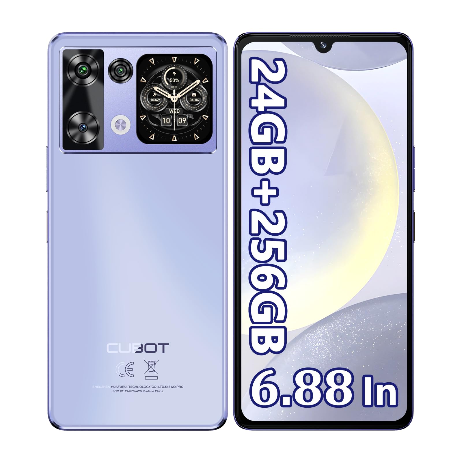 CUBOT P90 Smartphone Android 15, 24GB RAM+256GB ROM Telefono Cellulare G100, 6.88" 120Hz Cellulari e Smartphone, 1.72" Touch Screen Posteriore, 64MP+16MP Telefoni, 5100mAh/18W, NFC/Face ID/Fingerprint