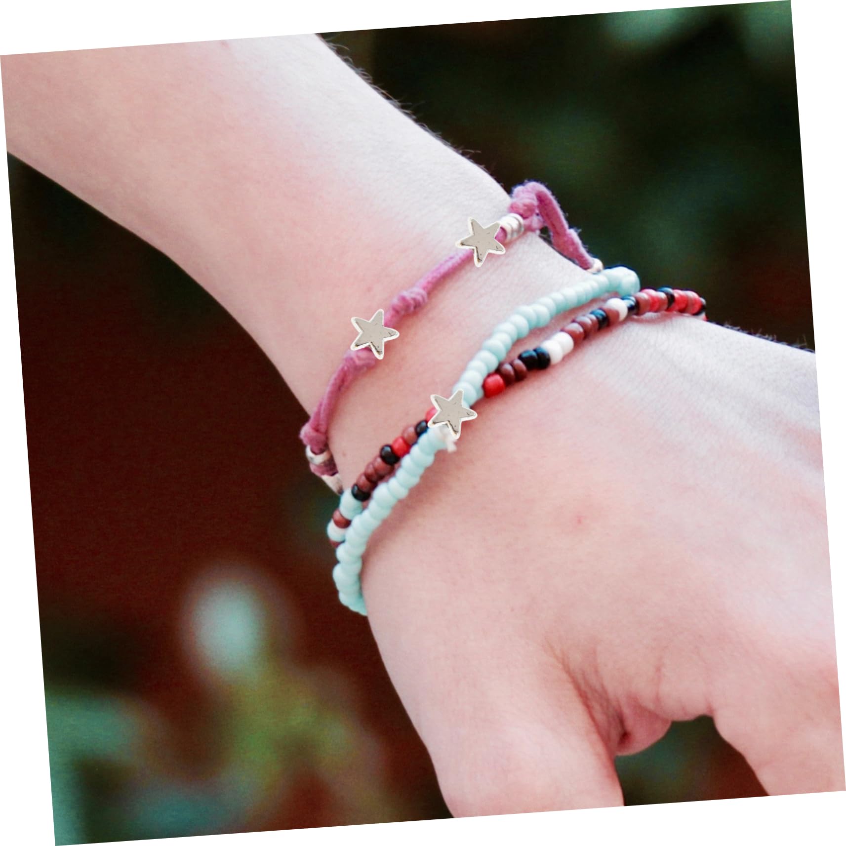 DOITOOL 5 Sätze Diy Schmuck Spacer Perlen Mit Verschiedenen Designs Weiße Sterne Herz Armbänder Und Ohrringe 6 Packungen * 5