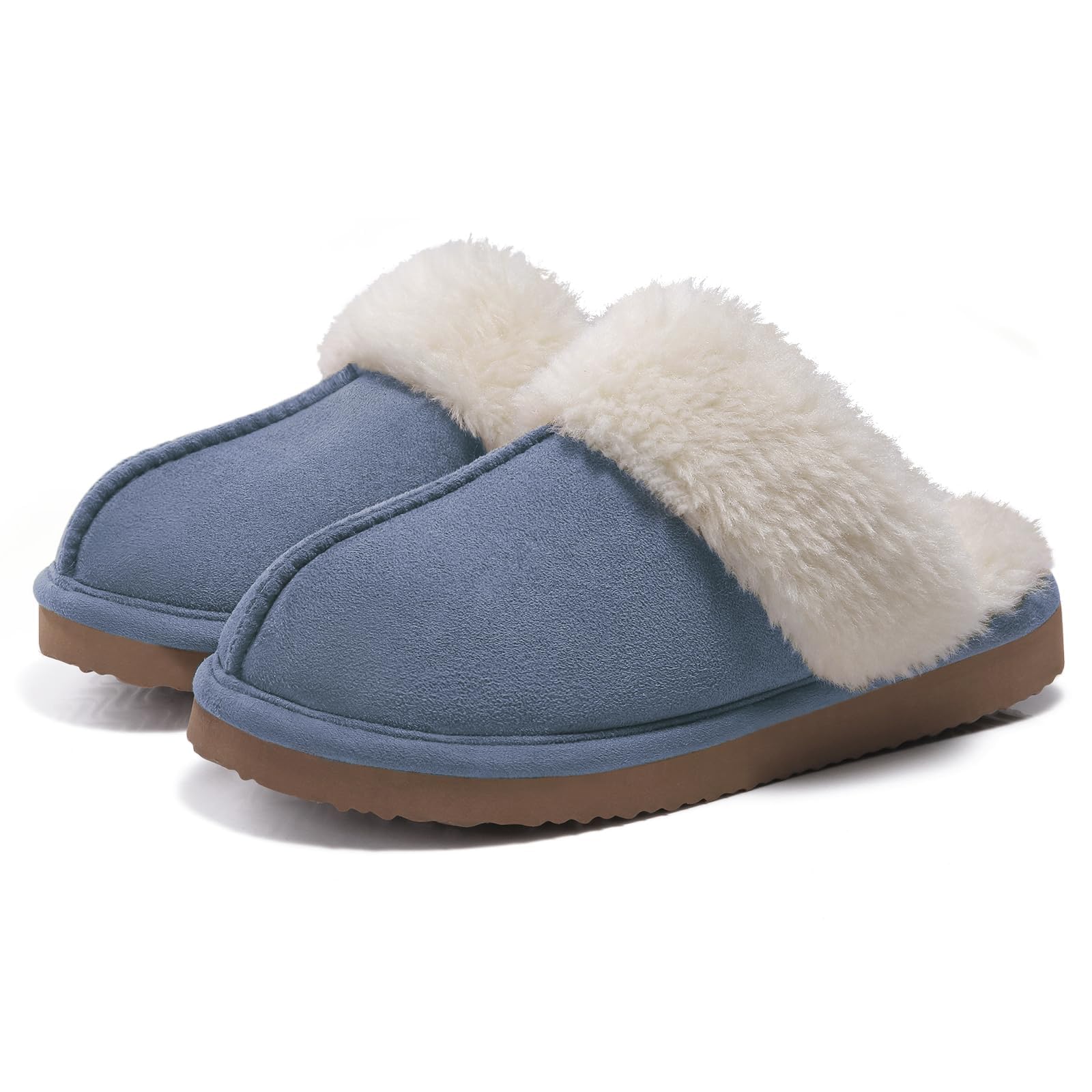 Litfun Fuzzy Memory Foam Slippers for Women Indoor Outdoor House Shoes