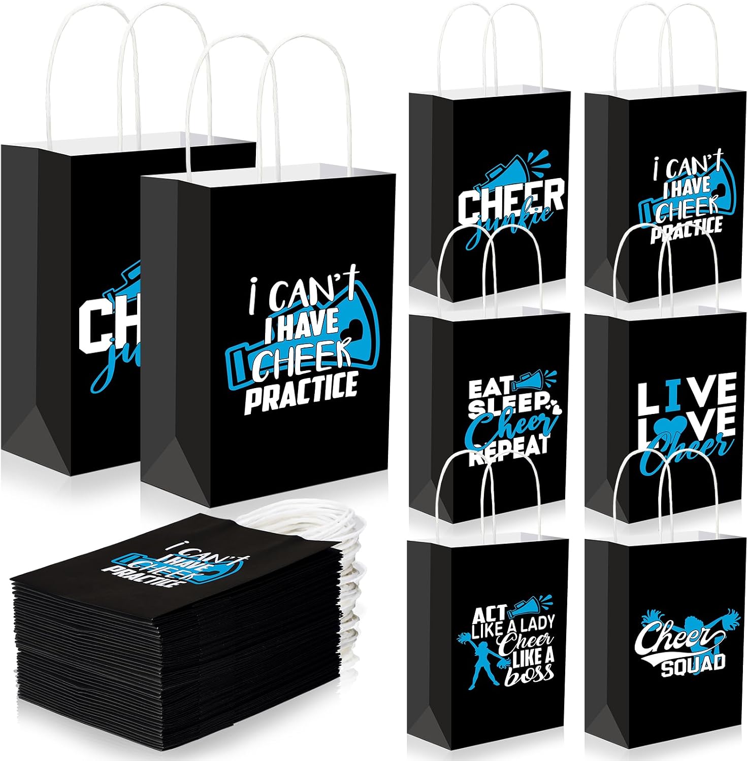 Engrowtic 24 Pcs Cheerleader Goodie Bags Cheer Party Favors Gift Bags,Blue