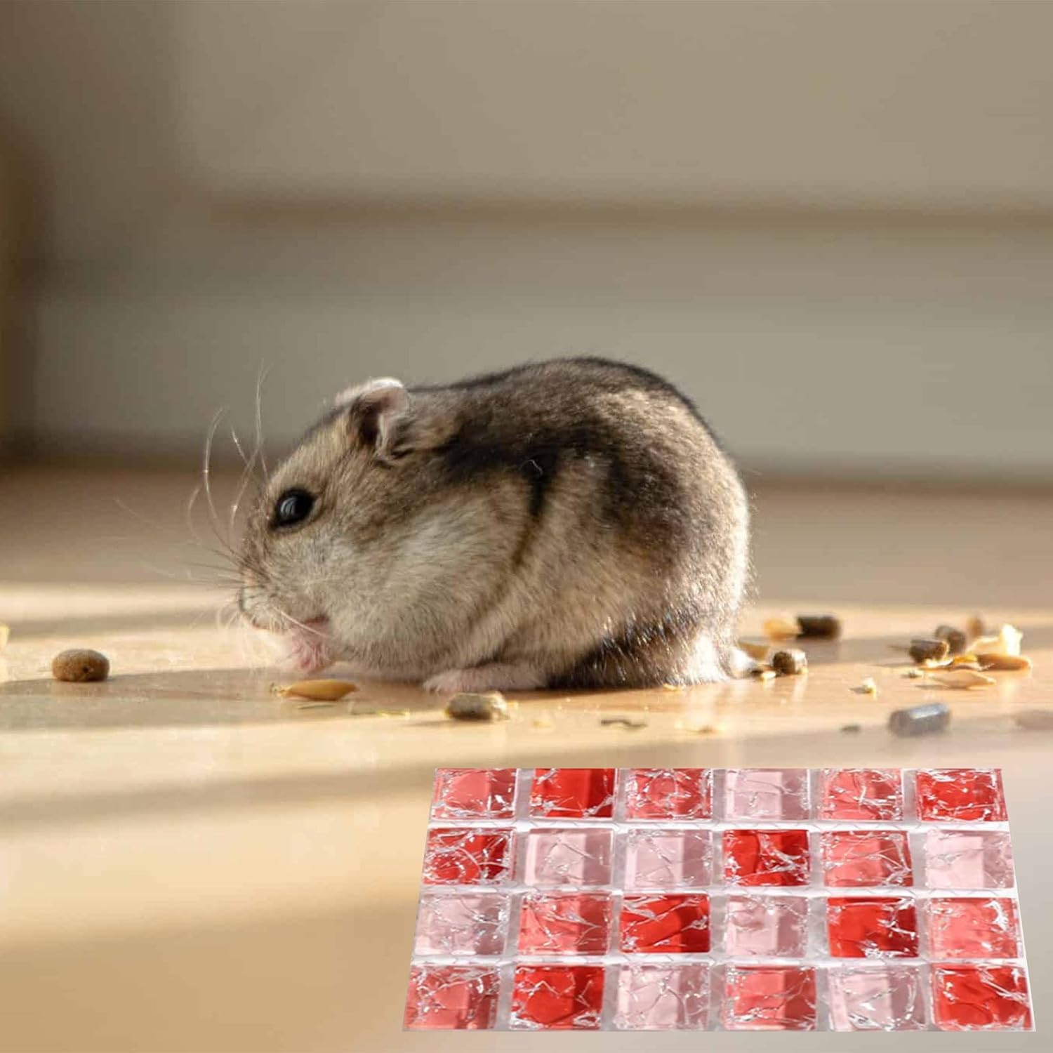 Tappetino Raffreddamento Criceto, Letto di Ghiaccio per Criceti, Tappetino Raffreddamento per Animali Piccoli, 2 Pezzi(Blu & Rosso)