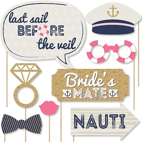 Miniatura 7 de Big Dot of Happiness Nautical Bachelorette - Last Sail Before the Veil - Kit de accesorios para cabina de fotos para despedida de soltera - 20