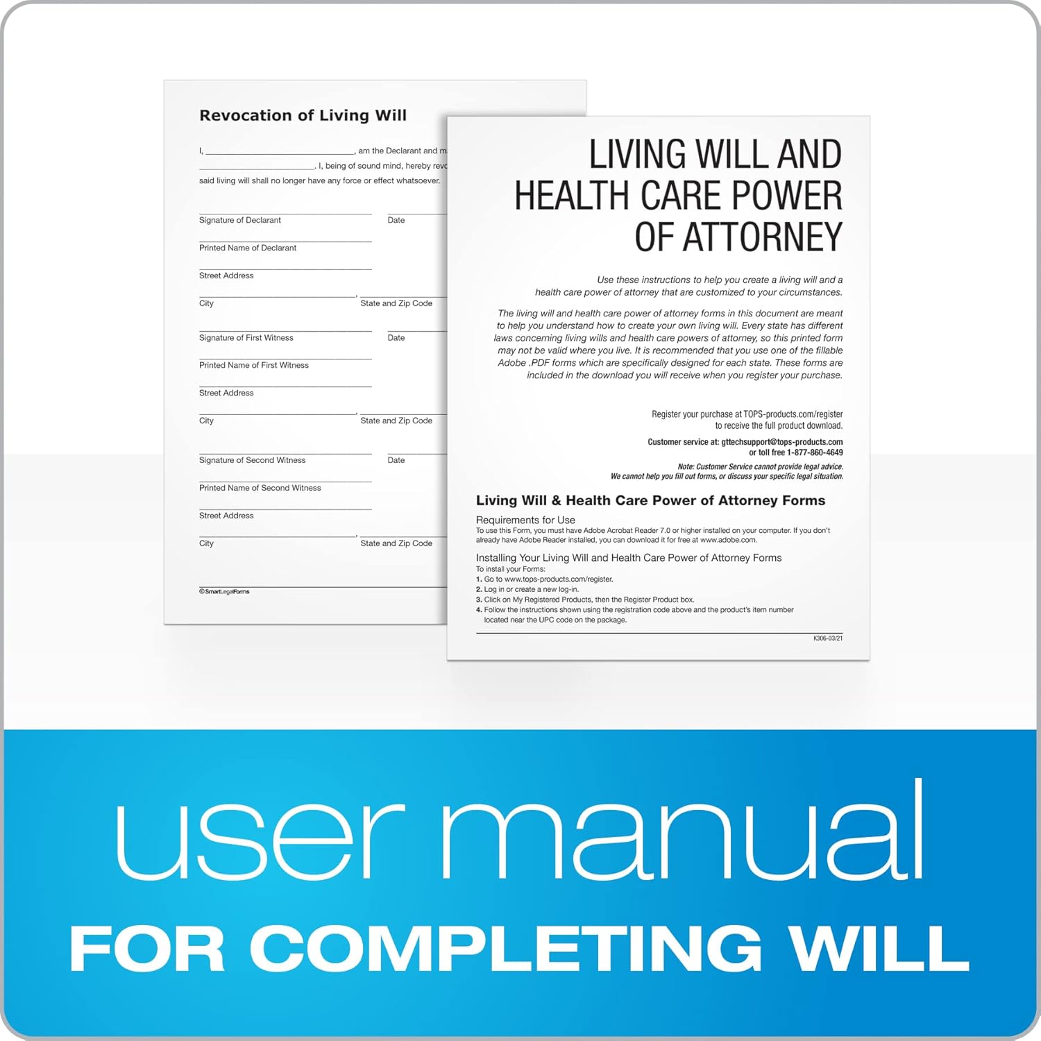 Adams Living Will and Power of Attorney for Healthcare Kit with manual and planning guide, White