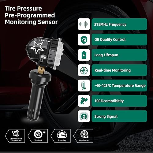 Miniatura 3 de Sensor TPMS, sistema de monitor de presión de neumáticos 315MHZ 13598771, paquete de 4 unidades para GM GMC  Chevy  Buick  Cadillac