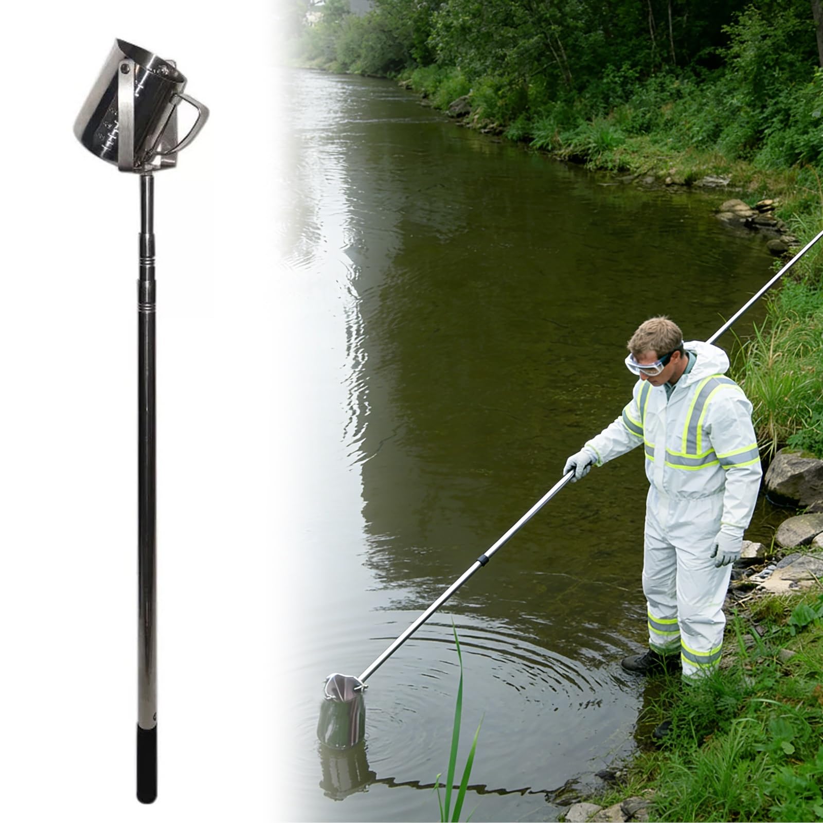 Campionatore d'acqua Quali con palo Teles 500ml/1000ml Tazza Pendolo in Acciaio Inox Strumento di Campionamento Acqua Premium per Analisi e Analisi Accurate