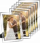 Giftgarden 5x7 Picture Frames 6 Pack, Silver Mirror Glass Photo Frame 5x7 for Tabletop Display, Bulk 5 by 7 Picture Frame Set for Wedding, Family and Gallery