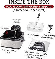 Vista 3 de Elite Gourmet EDF475 Freidora eléctrica de 4.2 cuartos de galón de capacidad de aceite con perilla de temperatura, 1 cesta de 4 cuartos de galón
