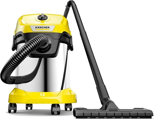 KÄRCHER Aspirateur Eau et Poussières WD 3 S V-17/4/20, Filtre Cartouche, Sachet Ouate, 1000 W, Cuve en Acier Inoxydable : 17 l, Tube d'Aspiration : 2 m, Fonction Soufflerie, Suceur Sol/Fentes - 4